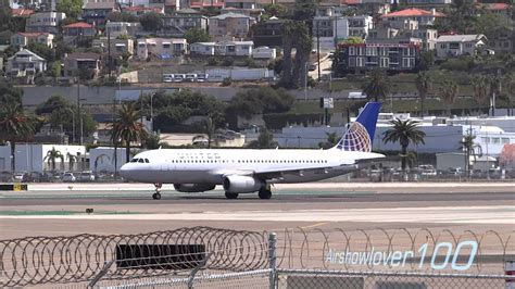 United Airlines Airbus A320 Takeoff Via Taxiway Charlie Youtube