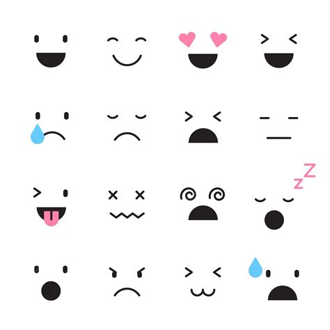 Premium Vector Set Of Various Cute Cartoon Face Emotion Emoji