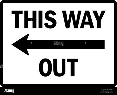 This Way Out Sign Black On White Background Directional Signs And