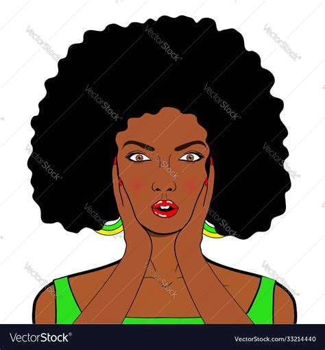 Wow Pop Art Face Sexy Surprised African Woman Vector Image