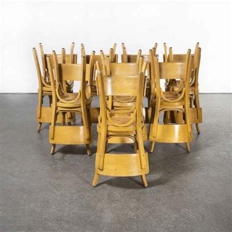 1950s French Baumann Blonde Beech Bentwood Dining Chairs Various Quantities Available