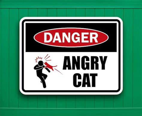 Angry Cat Dangerous Kitty Sign Funny Animal Warning Etsy