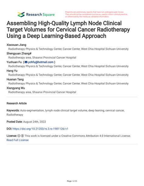 Pdf Assembling High Quality Lymph Node Clinical Target Volumes For
