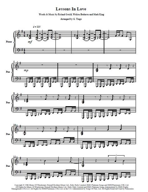 Level 42 Lessons In Love Piano Solo Sheet Music Digital Sheet Music Lesson