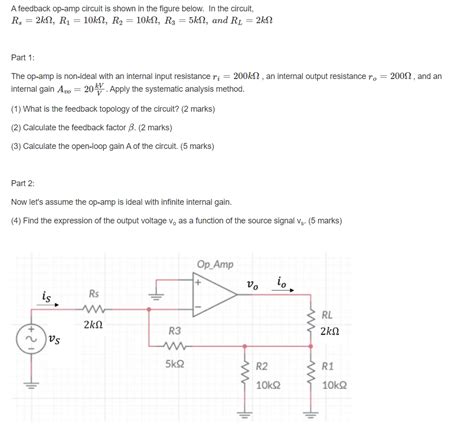 Solved A Feedback Op Amp Circuit Is Shown In The Figure