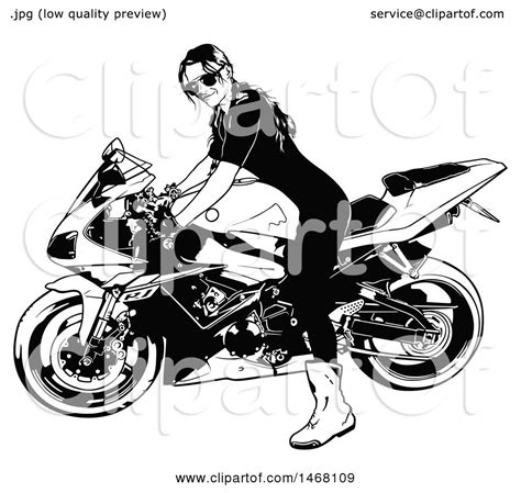 Clipart Of A Female Biker Royalty Free Vector Illustration By Dero
