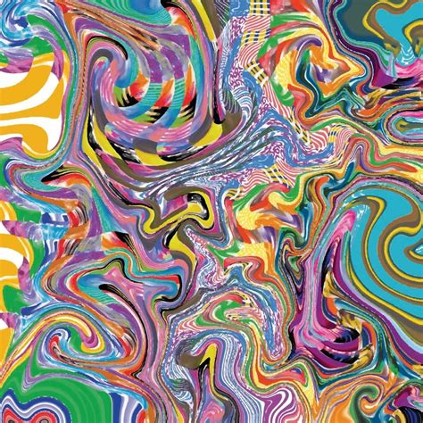 Trippy Wavy Swirling Background Art With Random Rainbow Colors Square