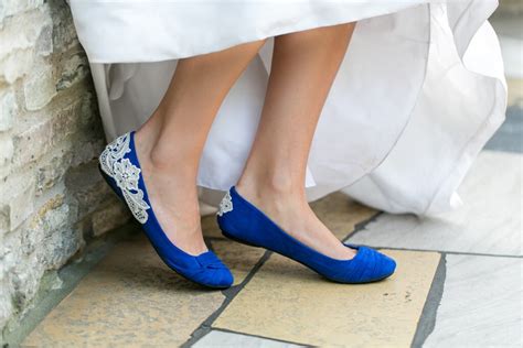 Wedding Shoes Cobalt Blue Bridal Ballet Flats By Walkinonair