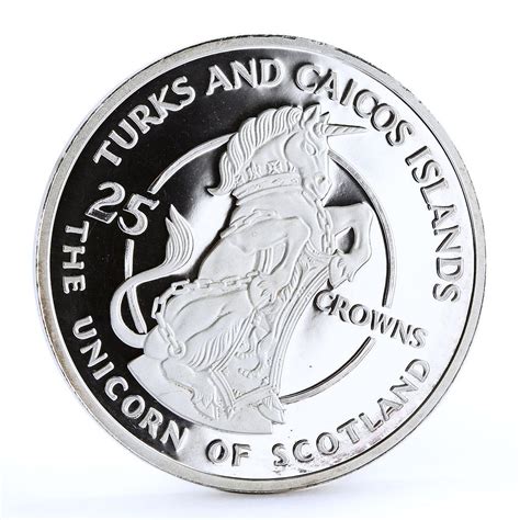 Turks And Caicos 25 Crowns Queen S Beast The Scottish Unicorn Silver