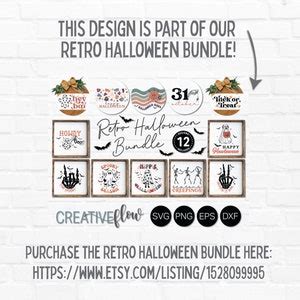 Retro Halloween Svg Stay Spooky Svg Skelton Svg Bat Svg Files For