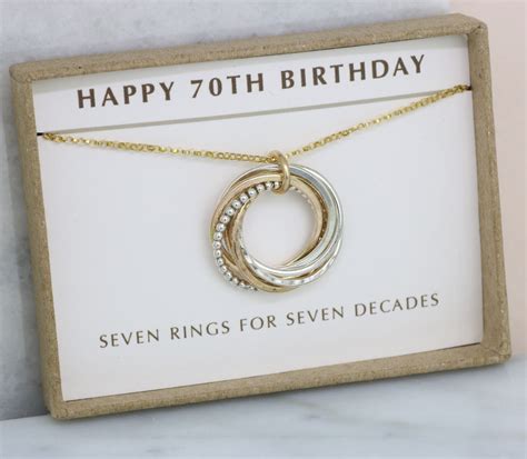 70th Birthday T For Her 7 Interlocking Rings Necklace T For
