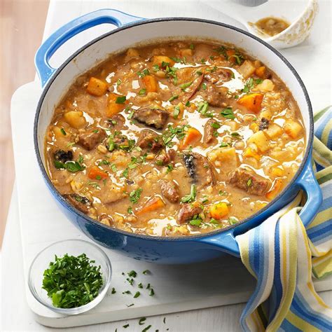 Use whatever you have on hand and add the spices you like. Beef Barley Soup with Roasted Vegetables Recipe | Taste of ...