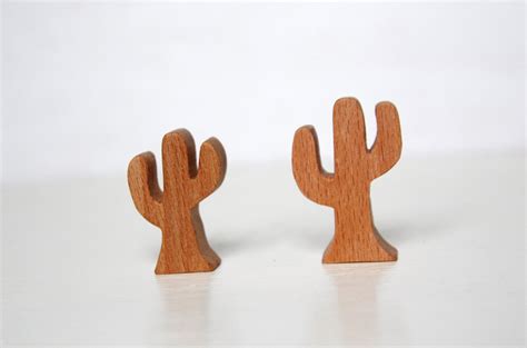 Photo Stand Set Of 2 Cactus Photo Frame Wooden Cactus Etsy