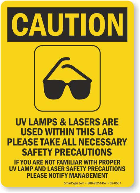Lab safety is an important and critical component to the success of any medical laboratory. UV Lamps, Lasers Used in Lab Take Safety Precautions Sign ...