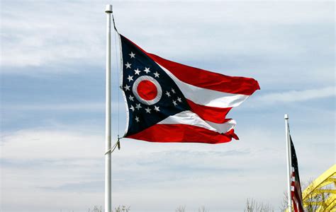 Guidon consisting of 5 horizontal stripes alternating between red and white. Flag of Ohio for sale, Nylon, State, Buy - Star Spangled Flags