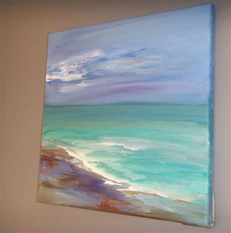 Seascape Round Canvas Art Original Acrylic Painting One Of A 5f0