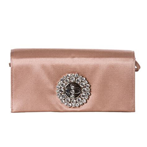 Prada Blush Rose Satin Crystal Turn Lock Evening Bag Free Shipping