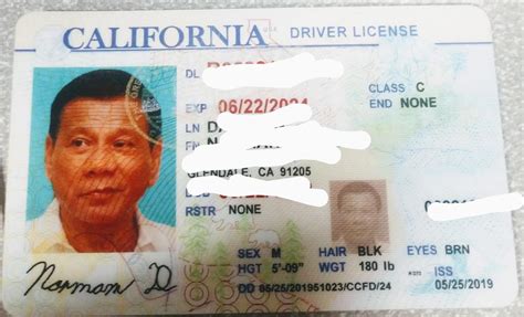 Duterte In California La Cops Find Fake Drivers License Bearing