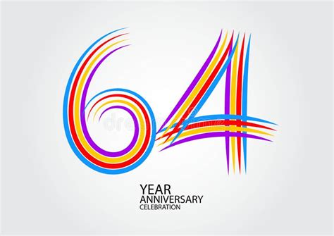 64 Years Anniversary Celebration Logotype Colorful Line Vector 64th