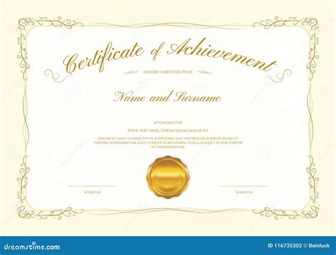 Luxury Certificate Template With Elegant Border Frame Diploma D Stock