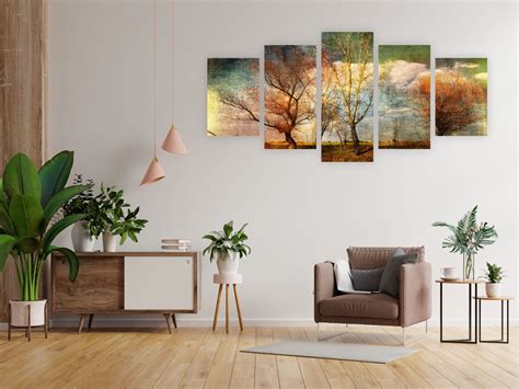 5 Pieces Abstract Tree Canvas Wall Art 5 Piece Canvas Etsy