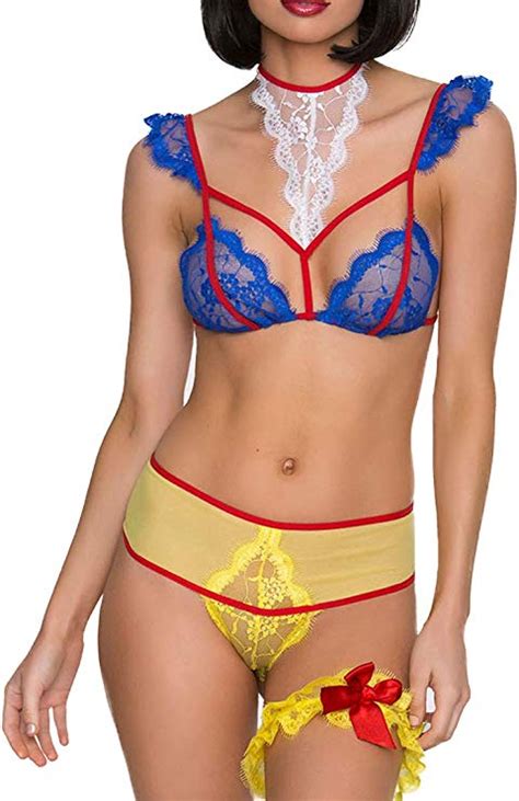 Sexy Cosplay Princess Lingerie Costumes For Women Strappy Lace Bra And Panty Set