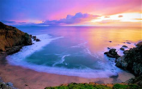 Gorgeous Colorful Sunset Over A Sea Cove Hd Wallpaper 545300