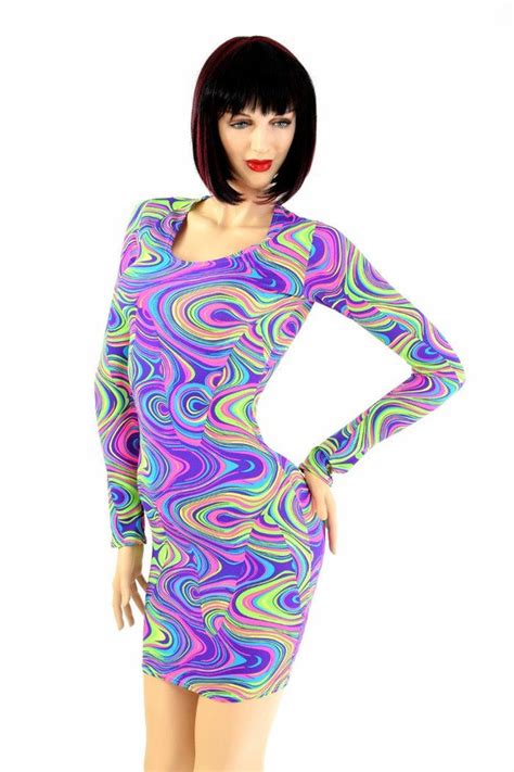 Neon Glow Worm Long Sleeve Dress Coquetry Clothing