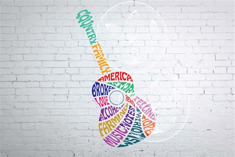Digital Country Guitar Word Art Design With Sound Hole Music Guitar