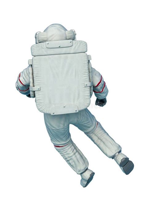 Astronaut Float Back Pose In A White Background Rear View Stock