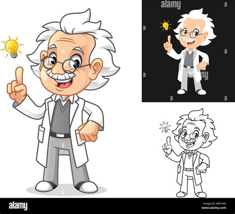 Thinking Old Man Professor With Glasses Get An Idea With Light Bulb