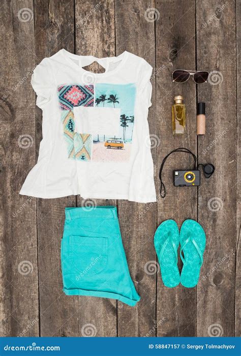 Set Of Summer Clothes Stock Image Image Of Background 58847157