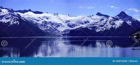 Snow Mountain Lake Landscape In Garibaldi Provincial Park Stock Photo