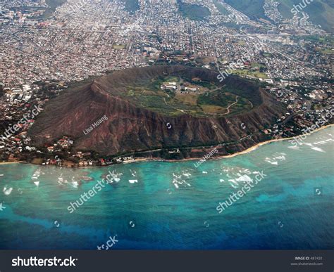 Aerial View Of Diamond Head Crater Oahu Hawaii Stock Photo 487431