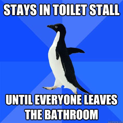 Stays In Toilet Stall Until Everyone Leaves The Bathroom Awkward