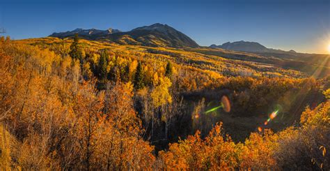 Kebler Pass Autumn Foliage Panorama Gunnison National Forest Crested
