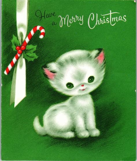 Épinglé Par A Love For Vintage Sur Xmas Cats Cartes De Noël Chat