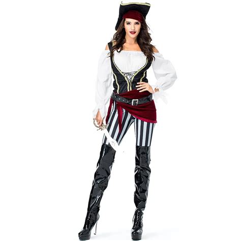 2018 Sexy Women Adult Pirate Costume High Quality Halloween Pirates Of The Caribbean Cosplay