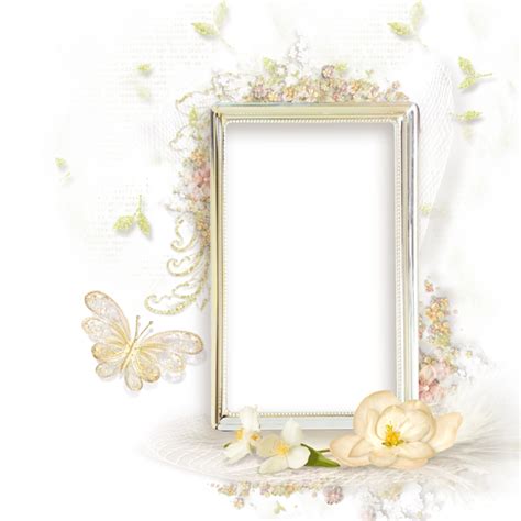 Beautiful Cream Transparent Frame With Flowers Gallery Yopriceville
