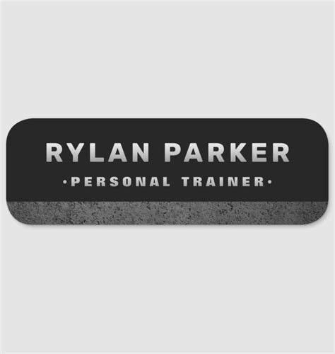 Personalized Name Tag Featuring Your Name And Title On A Black Background With A Printed Rough