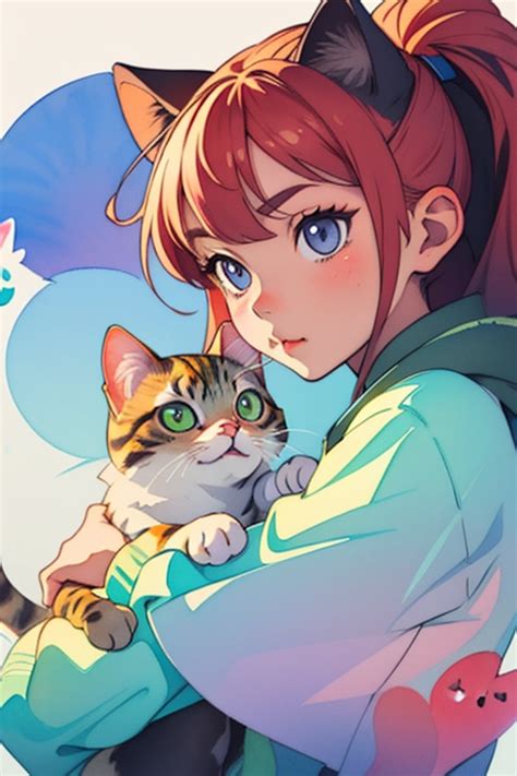 Girl Holding Cat Tensor Art