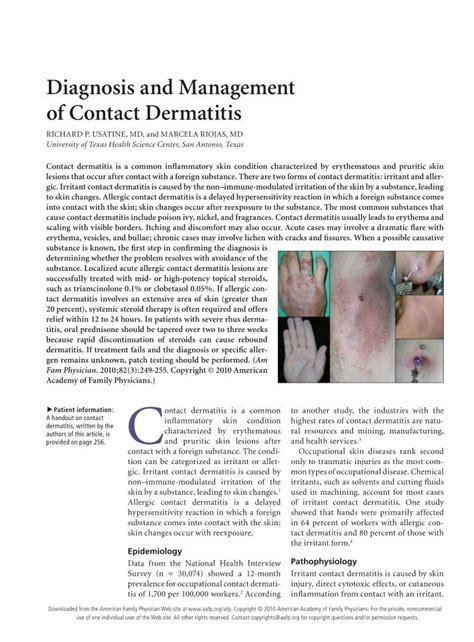 Diagnosis And Management Of Contact Dermatitis Richard P Docslib