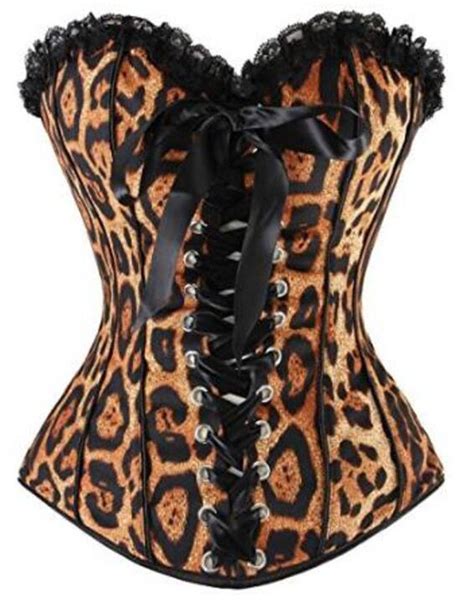 Wild Leopard Overbust Corset And Hot Bustier Sexy Women Lace Up Boned