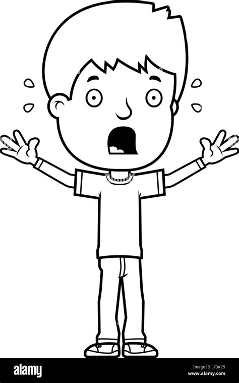 A Cartoon Illustration Of A Teenage Boy Looking Scared Stock Vector