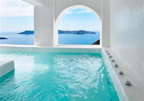 Santorini The Luxurious Hotel Where You Go Out On The Balcony Swimming