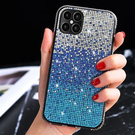 wholesale rhinestone gradient bling glitter sparkle diamond crystal case for apple iphone 12 pro