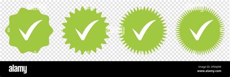 Green Check Mark Icons Set Profile Verified Badge Vector Illustration
