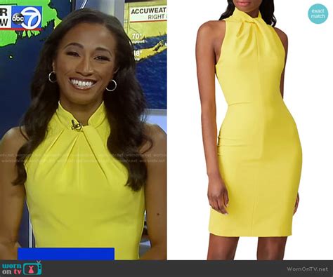Wornontv Brittanys Yellow Twist Neck Dress On Good Morning America