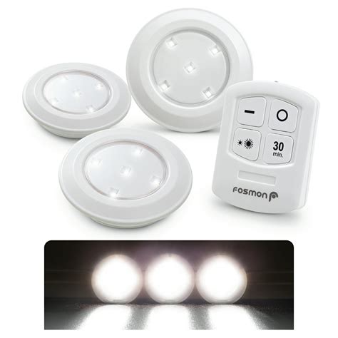 Sf Planet Fosmon Wireless Led Puck Light 3 Pack With Remote Control