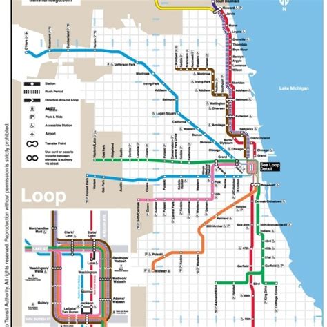 Chicago System Map Chicago Transit Authority Lake Michigan